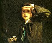 Sir Joshua Reynolds, self-portrait shading the eyes
